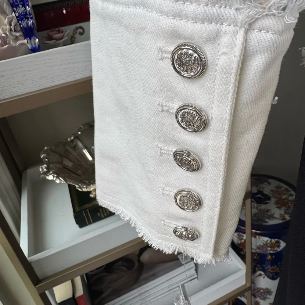 Nanette Lepore Tweed Blazer in White and Blue - Picture 6 of 8